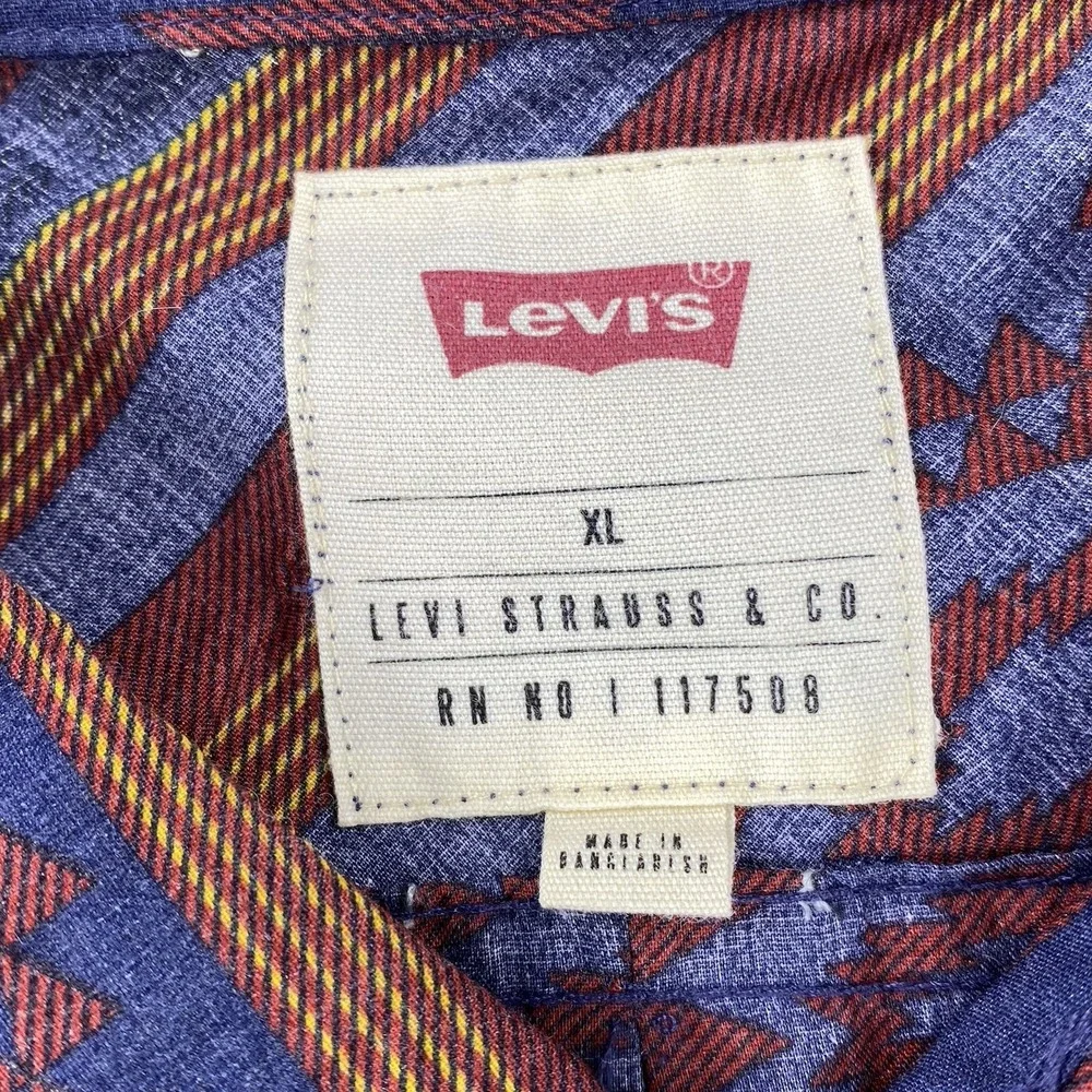 Levi's Southwestern Button Down Shirt Mens XL Blue Aztec Tribal Print Western